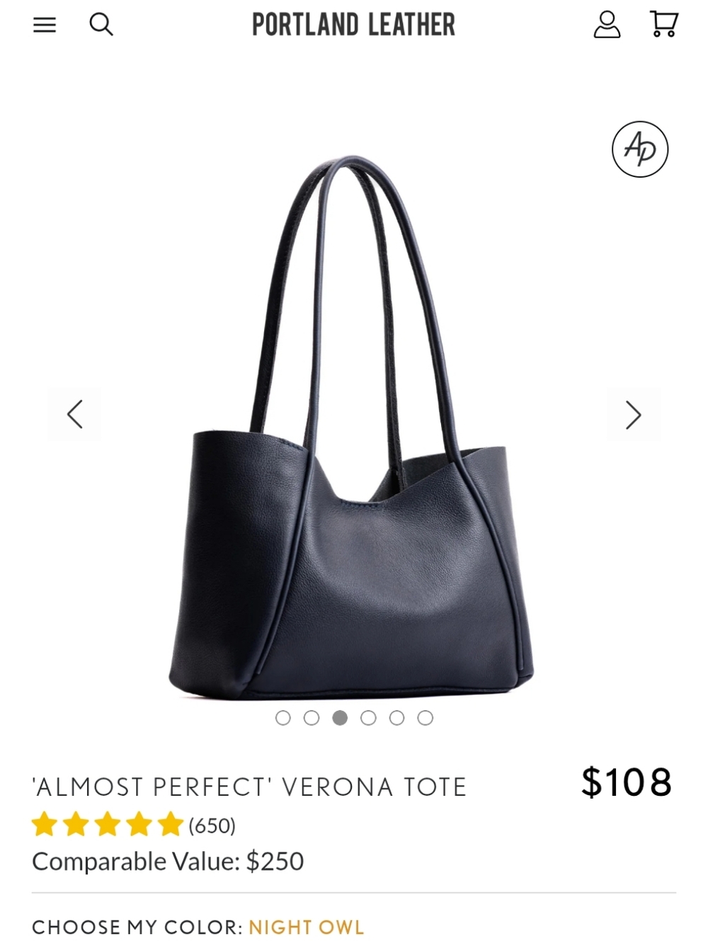 Portland Leather 'Almost Perfect' Verona Tote- M - Picture 4 of 12